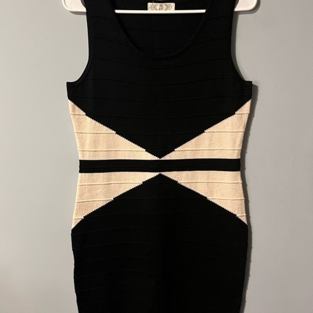 Pink Rose Black and Cream Mini Dress